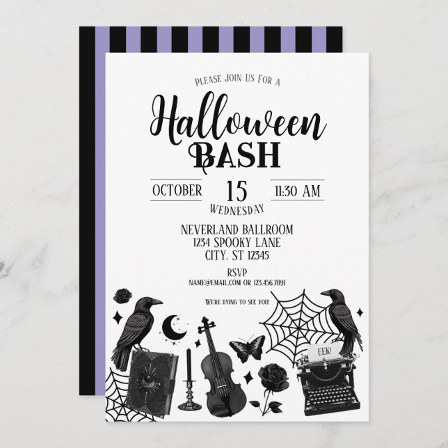 Invitation de fête Halloween personnalisée (Devant / Derrière)