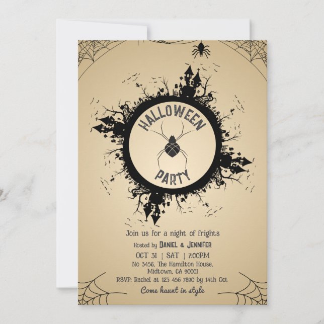 Invitation de fête Halloween Vintage Gothique Toil (Devant)