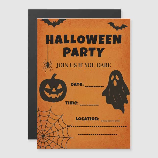 Invitation de fête Halloween vintage | Icônes effr (Devant / Derrière)