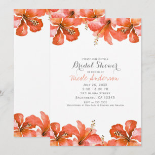 Invitation de fête hawaïenne à l'hibiscus orange t