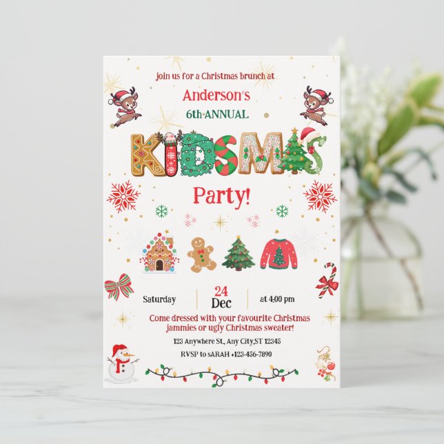 Invitation de fête Kidsmas - invitation de Noël po (Debout devant)