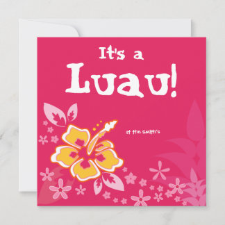 Invitation de fête Luau Fleur d'Hibiscus Rose