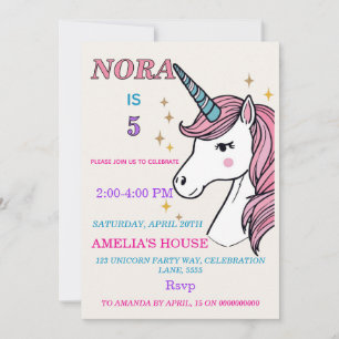Invitation de fête magique de licorne fantaisiste