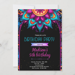 Invitation de fête mandala colorée