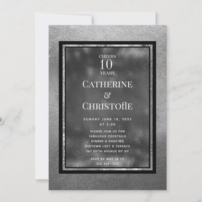Invitation de fête métallique pour les noces d'arg (Devant)