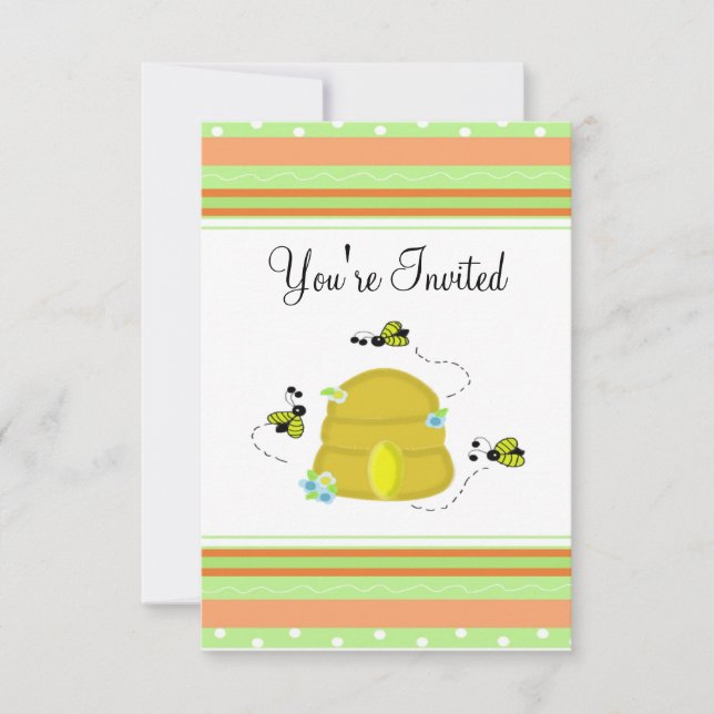 Invitation de fête mignonne abeille bourdon (Devant)