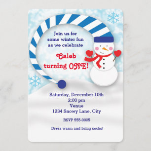 Invitation de fête mignonne de bonhomme de neige d