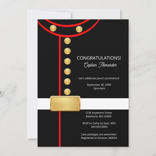 Invitation de fête militaire pour la retraite ou l (Devant)