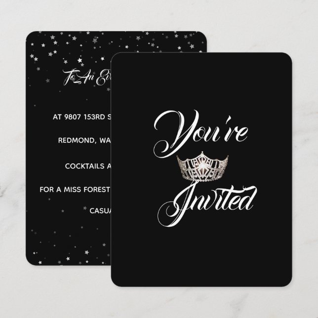 Invitation de fête Miss America Silver Crown - Éto (Devant / Derrière)