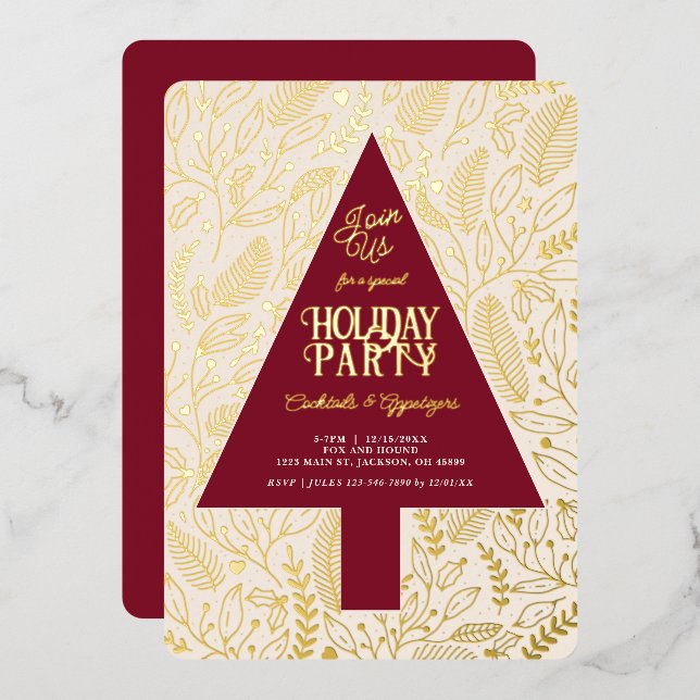 Invitation de fête moderne de Noël avec arbre de N (Recto/Verso)
