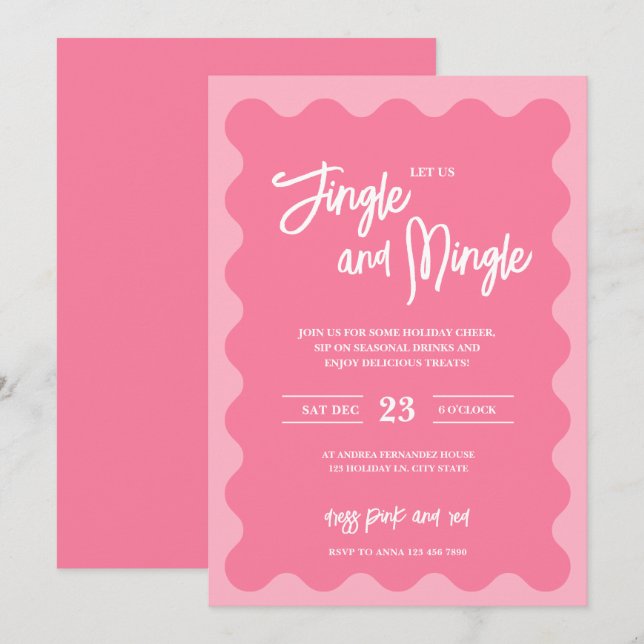Invitation de fête moderne rose pour les fêtes de  (Devant / Derrière)