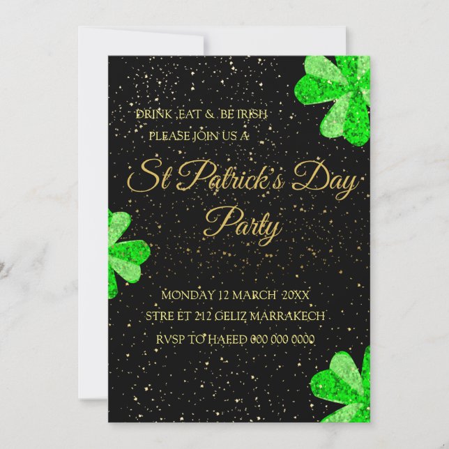 Invitation de fête modifiable pour la Saint-Patric (Devant)