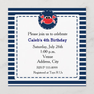 Invitation de fête nautique à rayures de la marine