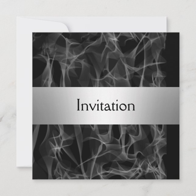 Invitation de fête noire fumée populaire enregistr (Devant)