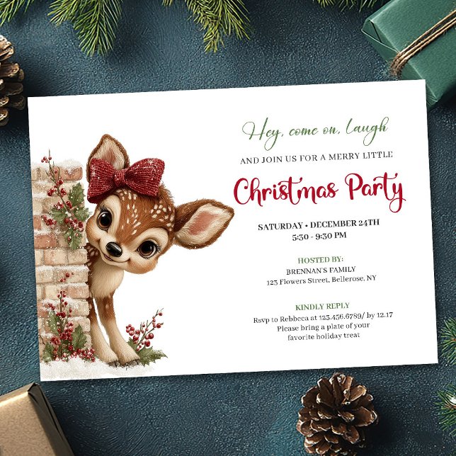 Invitation de fête numérique pour bébé renne migno (Sweet baby reindeer digital download party invite)