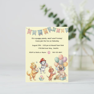 Invitation de fête numérique pour enfants Puppy Pa