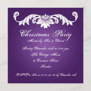 Invitation de fête Ornement vintage sur violet