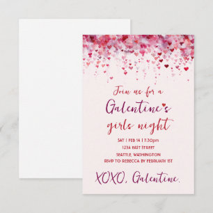 Invitation de fête personnalisée Galentines cœurs