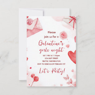 Invitation de fête personnalisée Galentines Love P