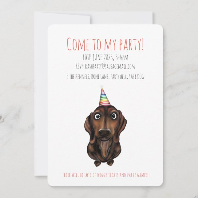 Invitation de fête personnalisée pour chien saucis (Devant)