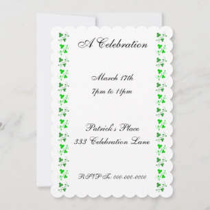 Invitation de fête personnalisée Shamrock verte