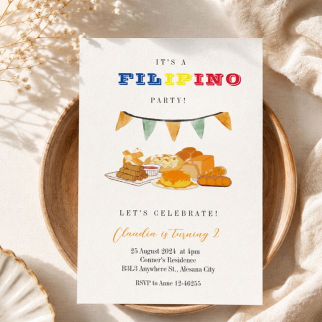 Invitation de fête philippine Dîner d'anniversaire (Filipino Theme Invitation, Filipino Gathering Invite, Filipino Fiesta Flyer, Philippines Party Invit)