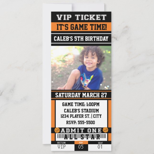 Invitation de fête PHOTO BILLET VIP BASKETBALL (Devant)