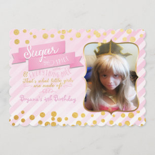 Invitation de fête photo en or rose Sugar & Spice