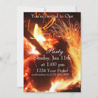 Invitation de fête pleine d'étincelles de flamme