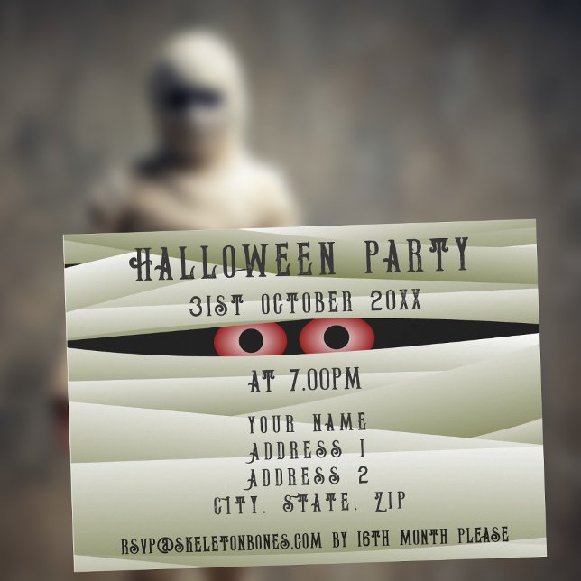 Invitation de fête pour enfants sur le thème du mo (Halloween party invitation just for you (and your mummies))