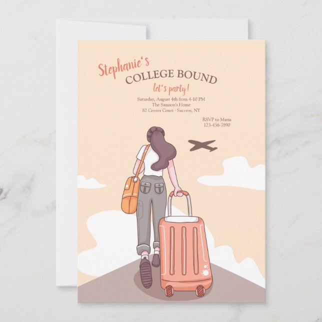 Invitation de fête pour filles qui entrent à l'uni (Devant)