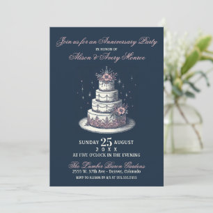 Invitation de fête pour gâteau rose et blanc