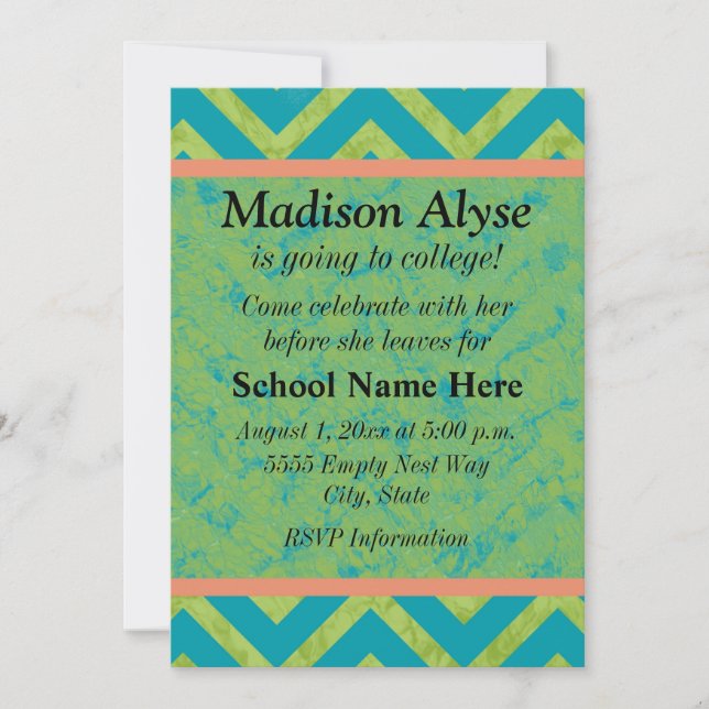 Invitation de fête pour partir au collège avec che (Devant)