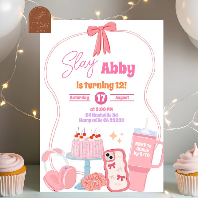 Invitation de fête pour pré-adolescente de style G (Créateur téléchargé)