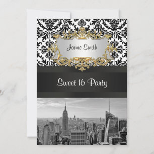 Invitation de fête pour un Sweet 16 avec vue sur l