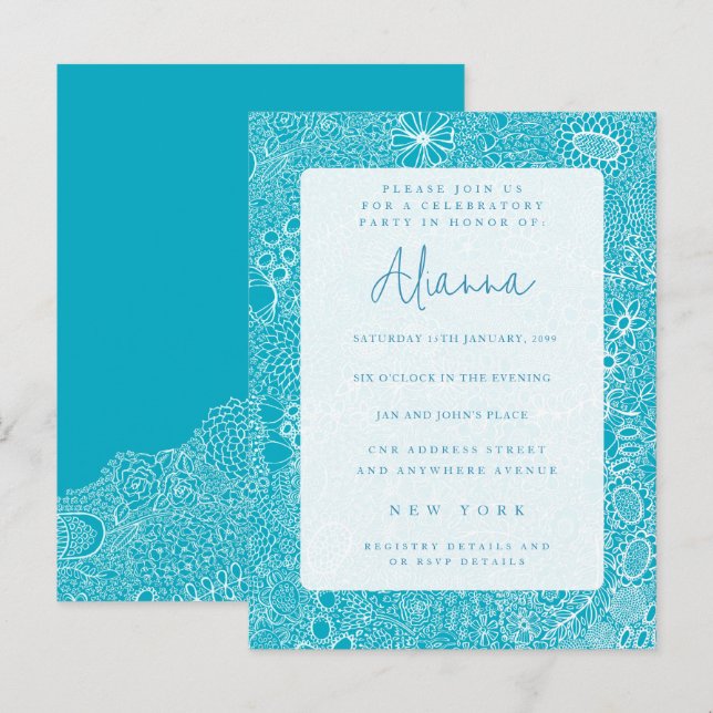 Invitation de fête pour une occasion spéciale bleu (Devant / Derrière)