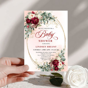 Invitation de fête prénatale luxueuse florale boho