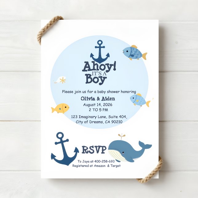 Invitation de fête prénatale nautique 'Ahoy C'est  (Créateur téléchargé)