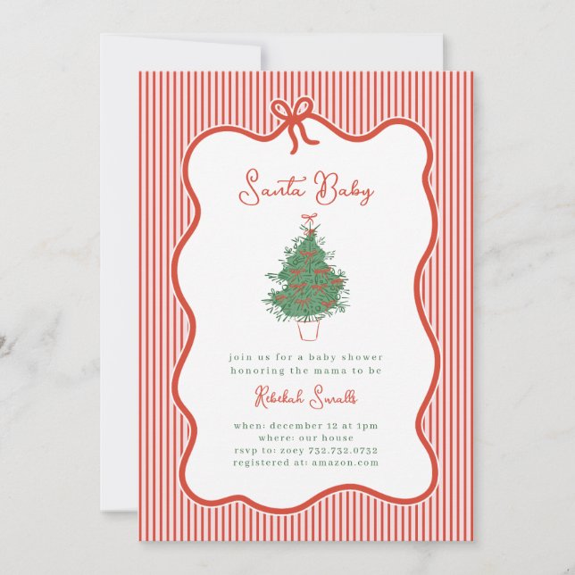 Invitation de fête prénatale Vintage Preppy Bow Sa (Devant)