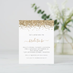 Invitation de fête prénuptiale à paillettes dorées