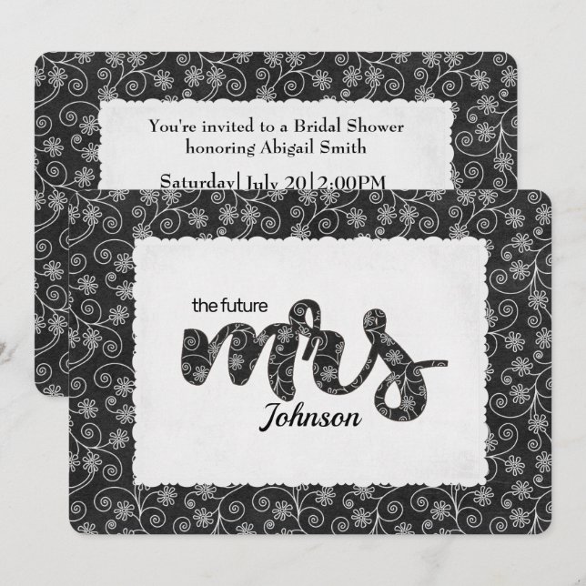 Invitation de fête prénuptiale de Mme Floral (Devant / Derrière)