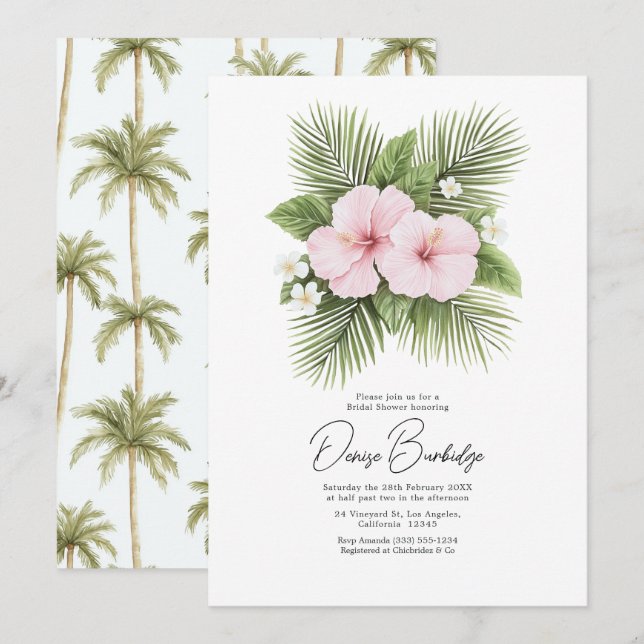 Invitation de fête prénuptiale florale tropicale c (Devant / Derrière)