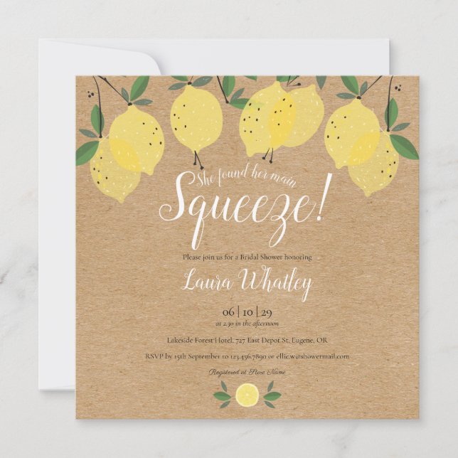 Invitation de fête prénuptiale rustique carrée Mai (Devant)