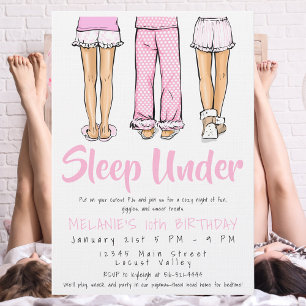 Invitation de fête pyjama tendance pour les adoles