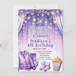Invitation de fête pyjama violette
