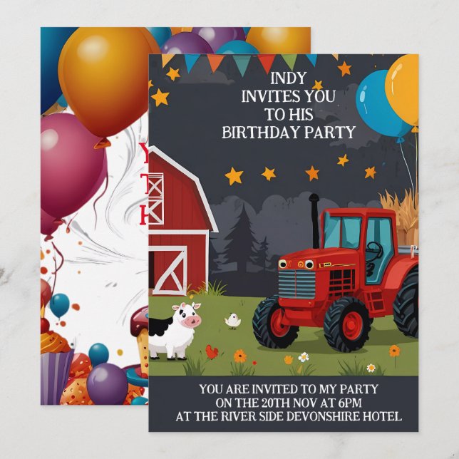 Invitation de fête que vous pouvez personnaliser à (Devant / Derrière)