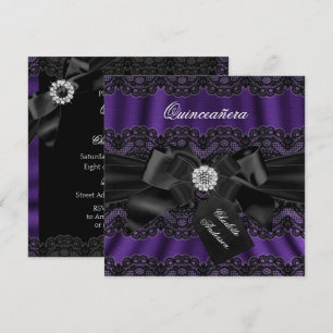 Invitation de fête Quinceanera à dentelle et nœud 