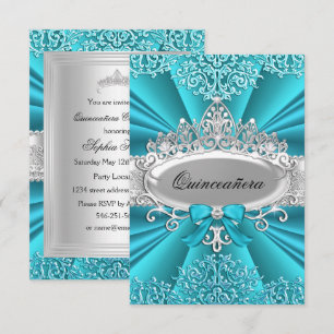 Invitation de fête Quinceanera en damasque avec di