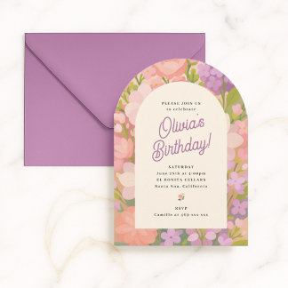 Invitation de fête rétro boho aux fleurs