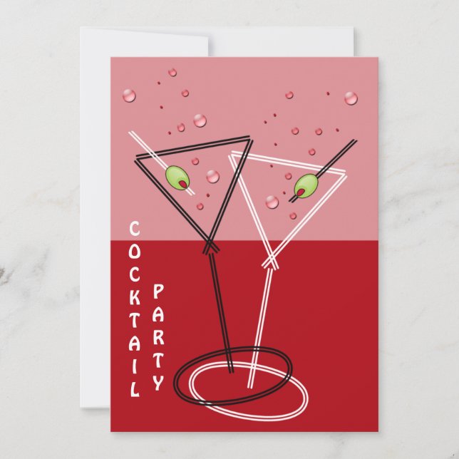 Invitation de fête rétro Cocktail (Devant)